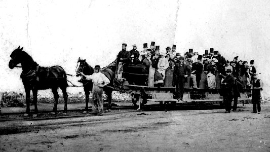 Tram on the Swansea and Mumbles Railway in Wales, 1807 photo