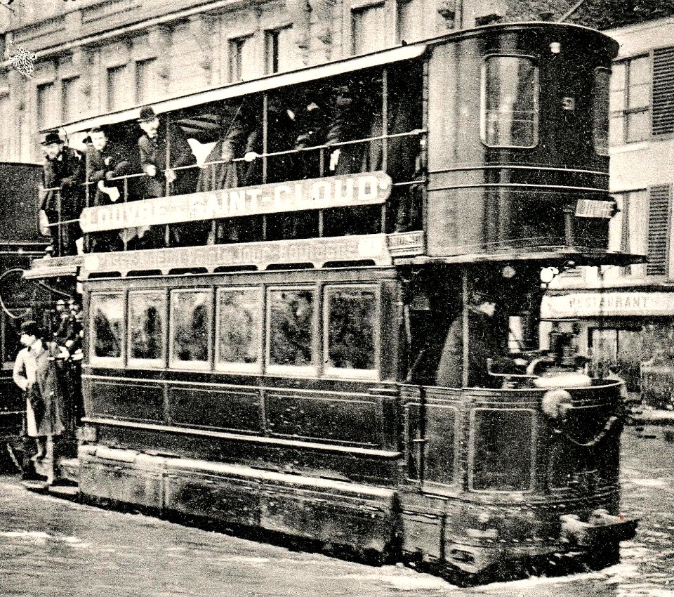 Tramway Mékarski Paris 1910 inondations extrait