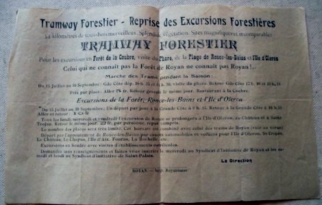 Tramway Forestier - Reprise des Excursions Forestierers - Celui qui ne connait pas la Foet de Royan ne connait pars Royan