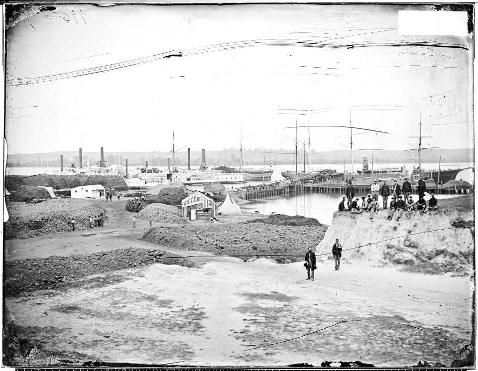 Transport fleet on coal wharf - NARA - 530054