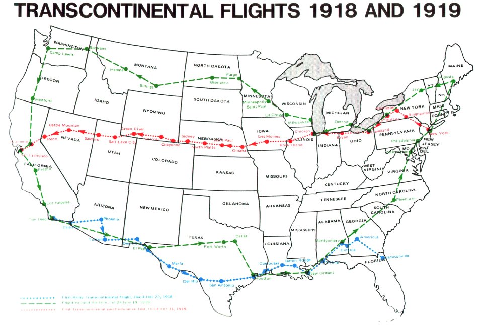 Transcontinental Flights 1918 and 1919