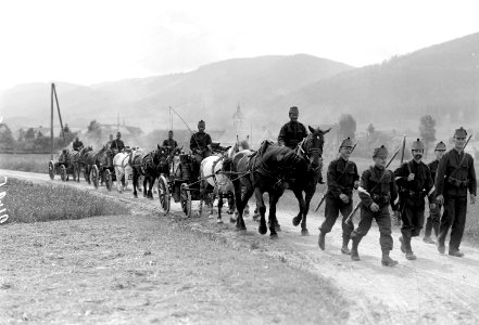 Transport des Essens zur Truppe mit Pferdefuhrwerken - CH-BAR - 3238721