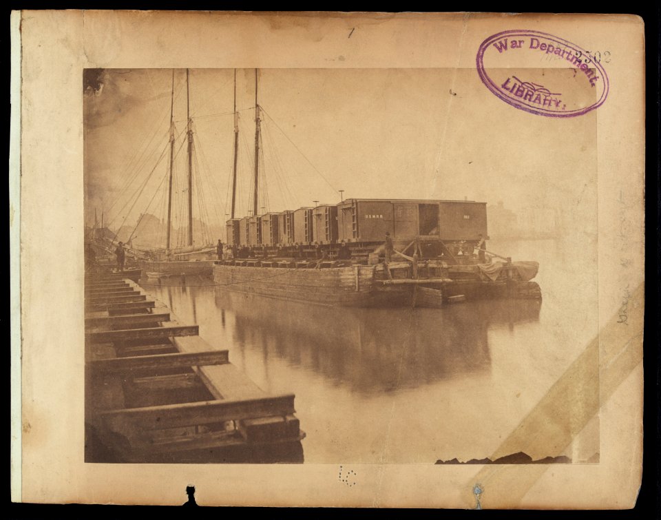Transportation on the Potomac. Cars loaded at Alexandria can be carried on barges or arks to Aquia Creek, and sent to stations where the Army of the Potomac is supplied, without break of LCCN97505074