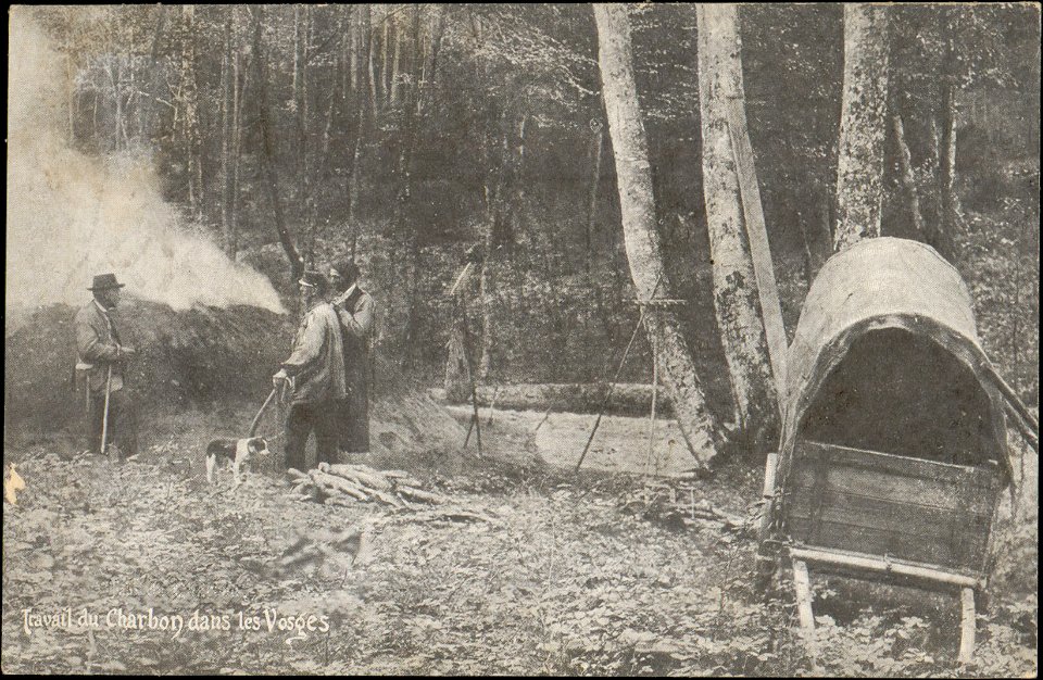 Travail du charbon dans les Vosges CP 4255 PsurR