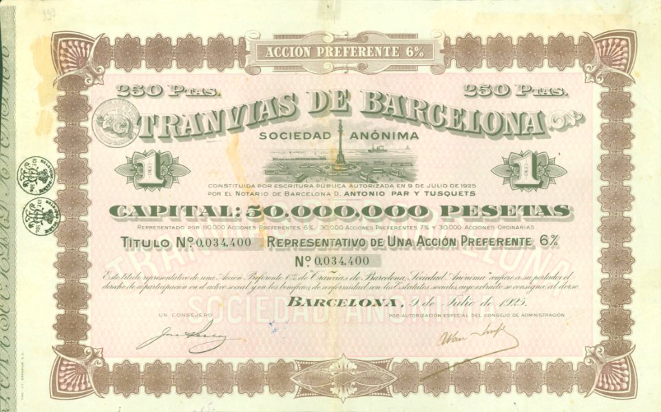 Tranvias de Barcelona S.A. 1925