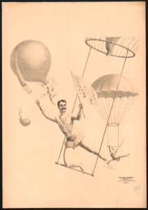 Trapeze artists flying from balloons LCCN2018647616