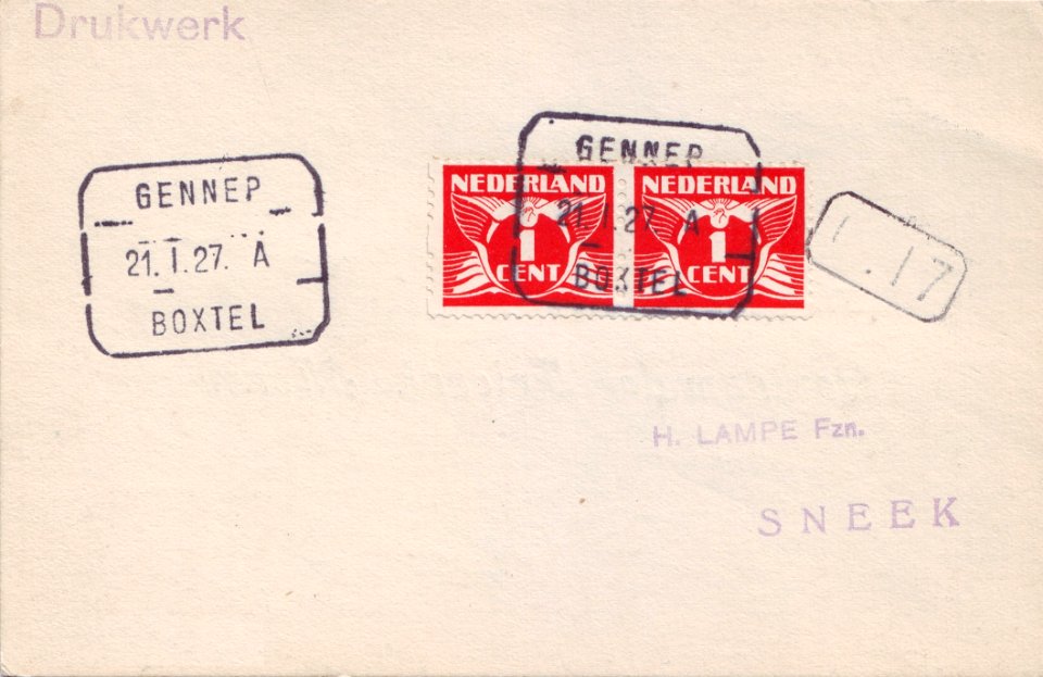 Treinstempel Gennep-Boxtel 1927
