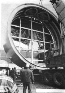 Trident hull section lifted