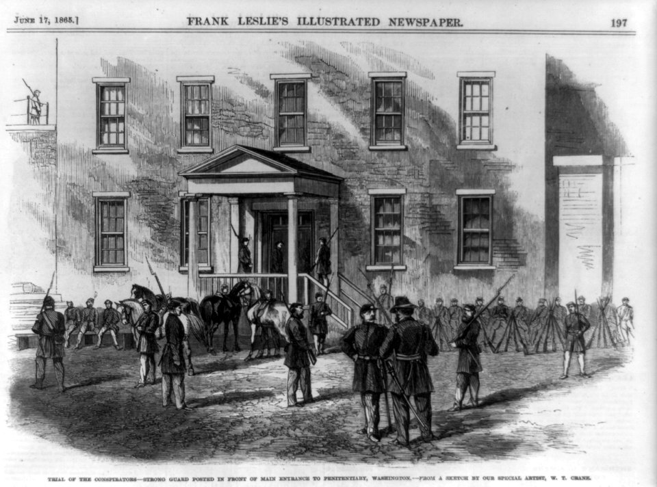 Trial of the conspirators - Strong guard posted in front of main entrance to penitentiary, Washington LCCN99614002
