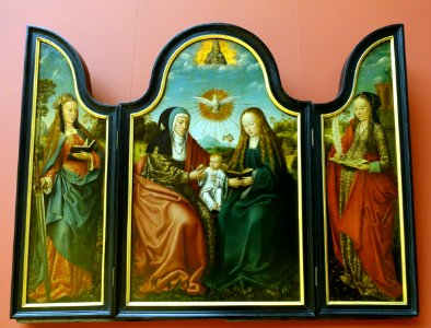 Triptych with St. Anne, the Virgin, and the Christ Child, by the Master of Frankfurt, c. 1515, pine wood - Bode-Museum - DSC03146 photo