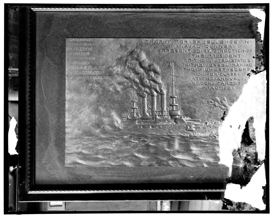Trophy for excellence in Naval Gunnery presented by direction fo the President of the United States to the Vessel making the highest score in her class at the Annual Record Target Practice LOC hec.13604