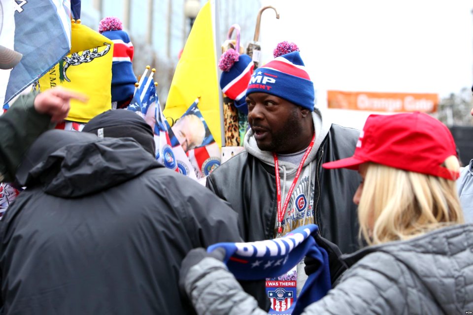 Trump supporters in downtown Washington, D.C. before the swearing-in of Donald Trump 8597A