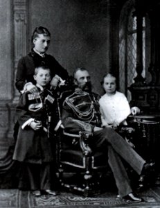 Tsar Alexander II, Princess Catherine Dolgorukova with their children George and Olga