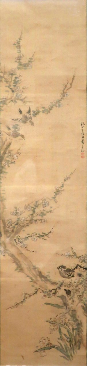 Sparrows and Plum Blossoms by Tsubaki Chinzan, Honolulu Museum of Art