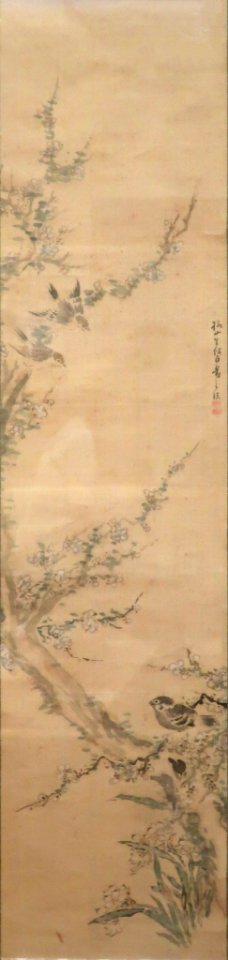 Sparrows and Plum Blossoms by Tsubaki Chinzan, Honolulu Museum of Art