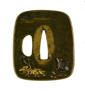 Tsuchiya Yasuchika - Tsuba with a Rabbit Viewing the Autumn Moon - Walters 51163
