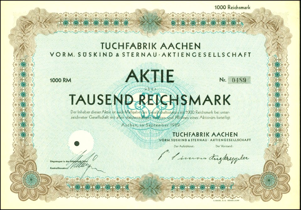 Tuchfabrik Aachen 1929