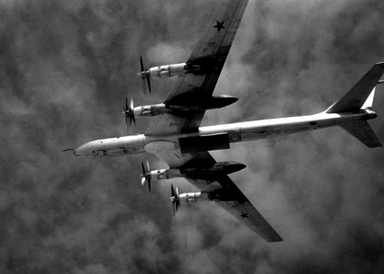 Tu-95 Bear F with open weapons bay 1987