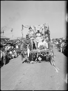 Tule Lake Relocation Center, Newell, California. A parade was held by evacuees to celebrate labor d . . . - NARA - 538415