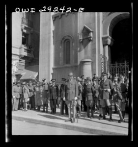 Tunis, Tunisia. General Giraud reviewing the victorious Franch troops as they enter Tunis8d29848v