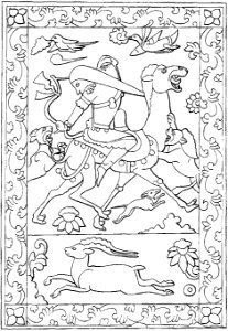 Turk hunting scene, Northern Zhou tomb, 592 CE