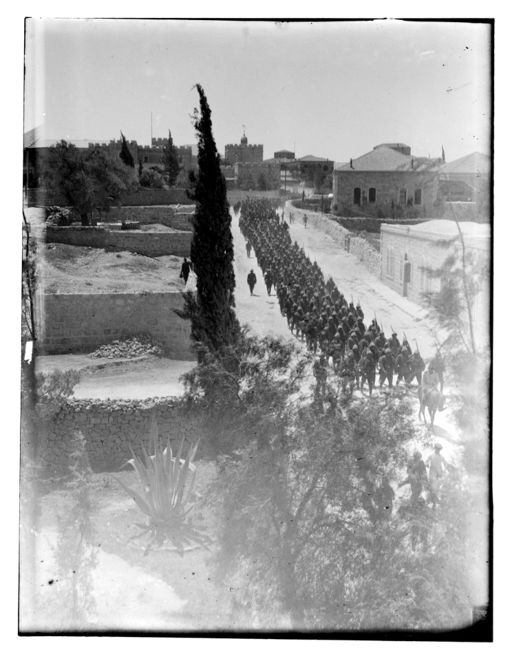 Turkish columns marching out to drill, Jerusalem LOC matpc.11470