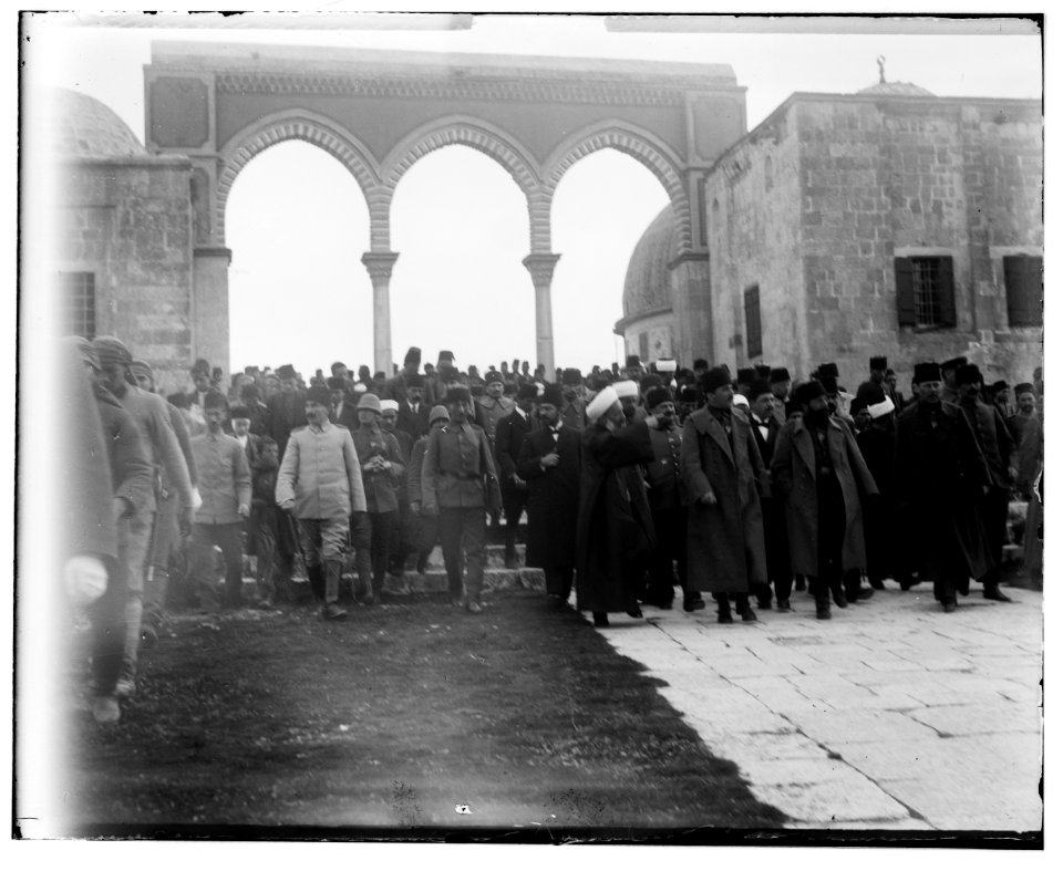 Turkish officers of high rank visiting Jerusalem mosque, parade LOC matpc.00003