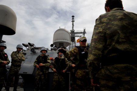 Turkish boarding teams practice tactical movements aboard the frigate TCG Gokceada (F-494), exercise Phoenix Express 2017, Cartagena, Spain, May 11, 2017 (2)