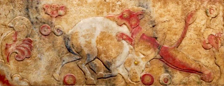 Turkic animal style, lion and deer, Northern Zhou tomb, 592 CE