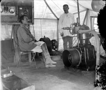 Turkish RC (i.e., Red Crescent) officer in machinery tent LOC matpc.08150 (cropped)