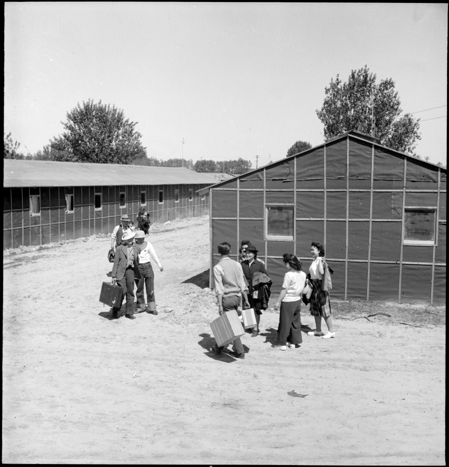 Turlock, California. Arrivals at Assembly center on their way to their new quarters. Evacuees of Ja . . . - NARA - 537651