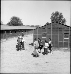 Turlock, California. Arrivals at Assembly center on their way to their new quarters. Evacuees of Ja . . . - NARA - 537651