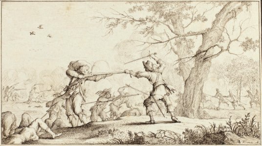 Tuschteckning föreställande fotsoldater i skogsterräng, 1648-1664 - Skoklosters slott - 99073