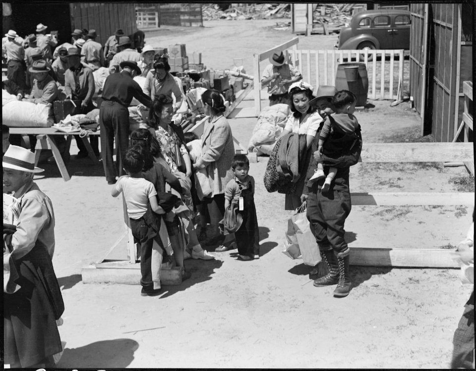 Turlock, California. These evacuees of Japanese ancestry have just arrived at this Assembly center . . . - NARA - 537650