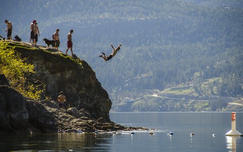 Summer cliff jumping photo