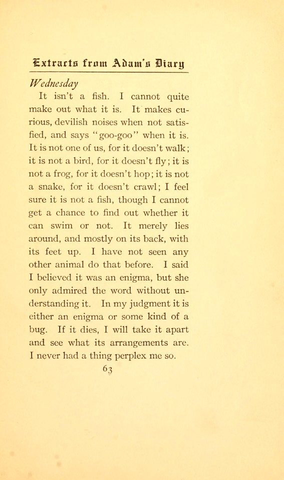 Twain - Extracts from Adam's Diary, p. 63