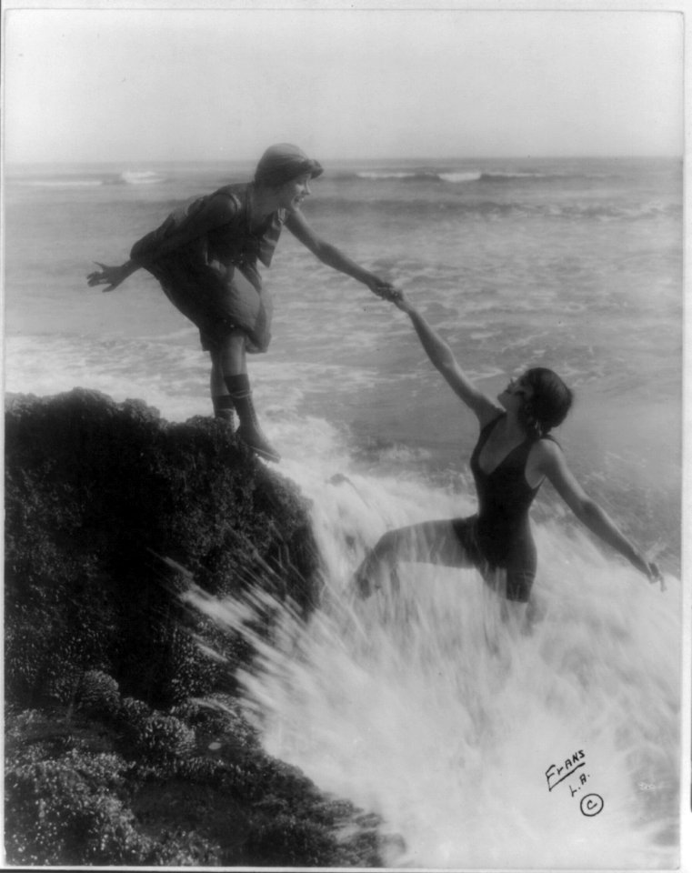 Two bathing beauties at seaside. Publicity shot for Mack Sennett Productions LCCN2004668411