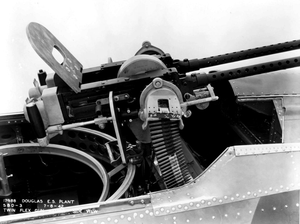 Twin Browning machine guns of a Douglas SBD-3 1942