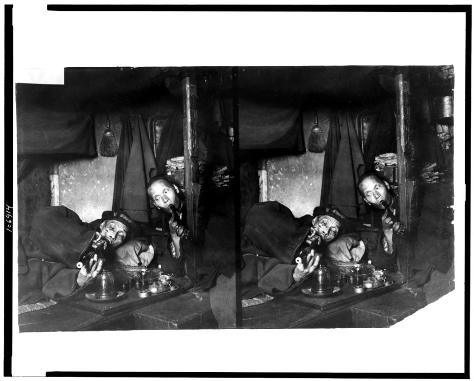 Two Chinese men, on narcotics in opium den LCCN92522317