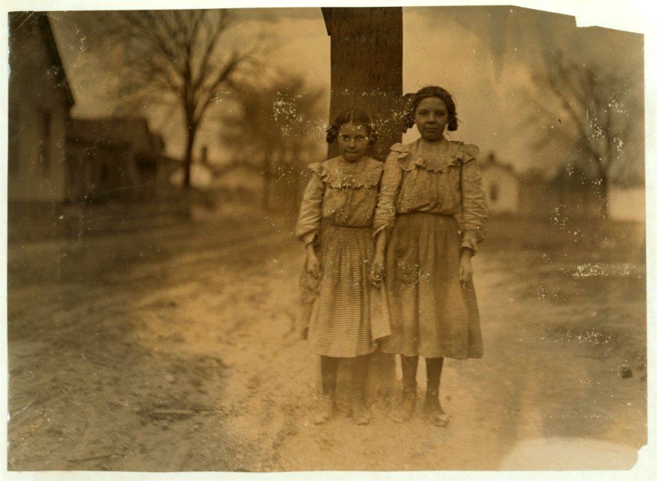 Two girls working in Calvine Mfg. Co., Charlotte, N.C. Been in mill one year. Helped sister before that. Superintendent did not allow me to take photos in mill. LOC nclc.01573
