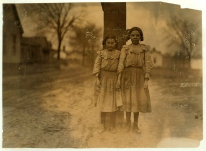 Two girls working in Calvine Mfg. Co., Charlotte, N.C. Been in mill one year. Helped sister before that. Superintendent did not allow me to take photos in mill. LOC nclc.01573