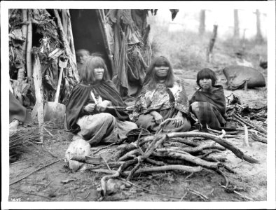 Two Havasupai Indian women basket makers, ca.1900 (CHS-4695)