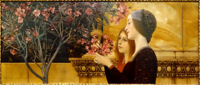 Two Girls with an Oleander Bush, by Gustav Klimt, c. 1890-1892, oil on canvas - California Palace of the Legion of Honor - San Francisco, CA - DSC02760