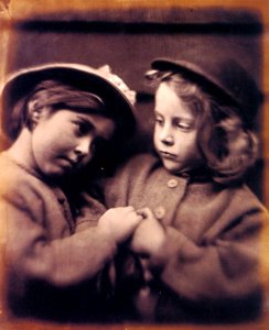 Two Little Girls Wearing Hats, by Julia Margaret Cameron