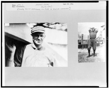Two photographs of Otto C. Hess, Boston NL, one a half-length portrait, standing, facing front and the other a full-length portrait, standing, facing slightly right, with hands behind head LCCN93517315