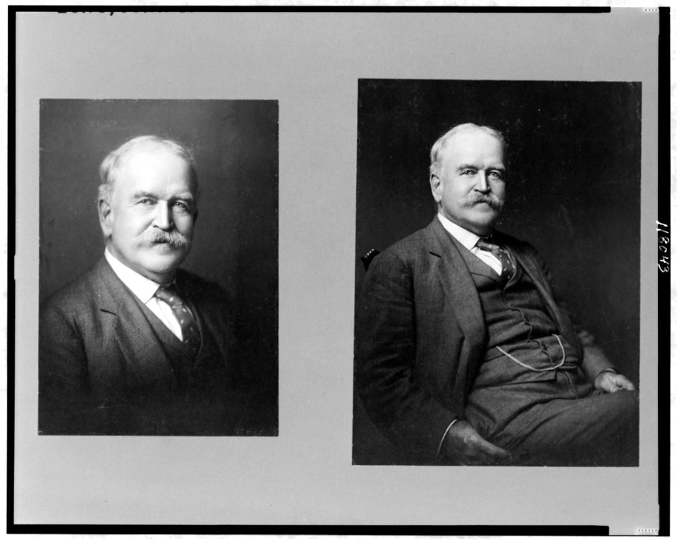 Two portraits of John D. Long, one half-length, seated, the other head-and-shoulders; both facing front LCCN97511243