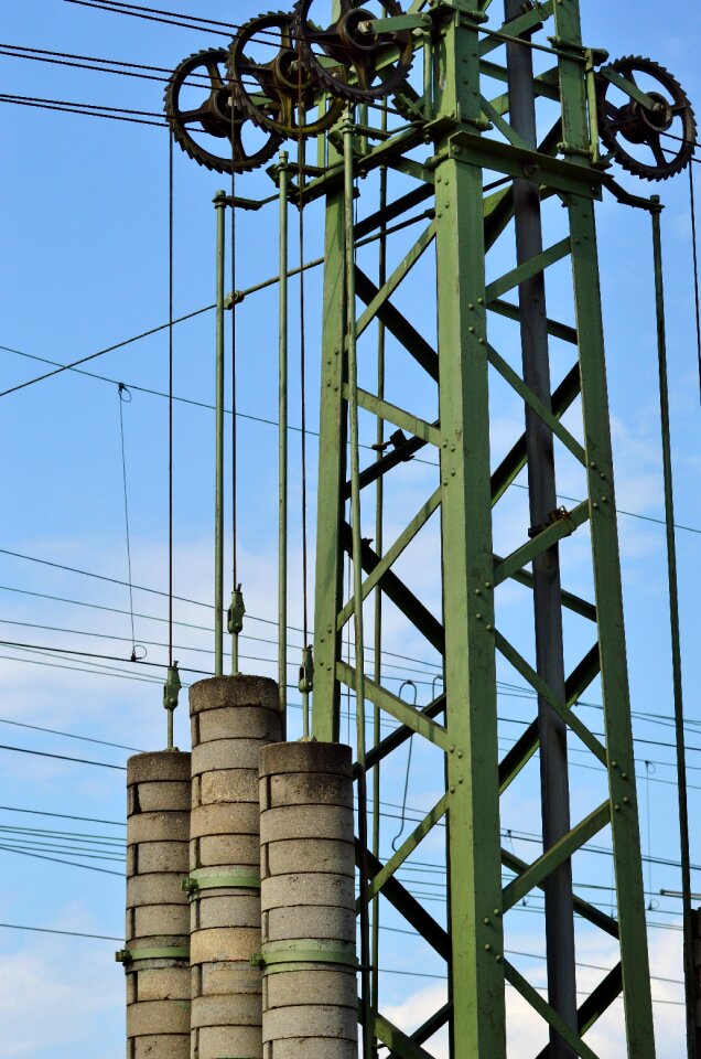 Catenary mast weights tension weights