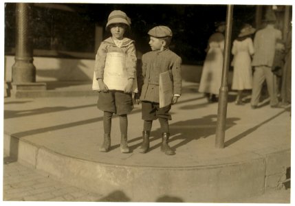 Two six-year old newsboys. Odell McDuffy, Sam Stillman, Dallas. There are many other of six and seven years selling here. LOC nclc.03905