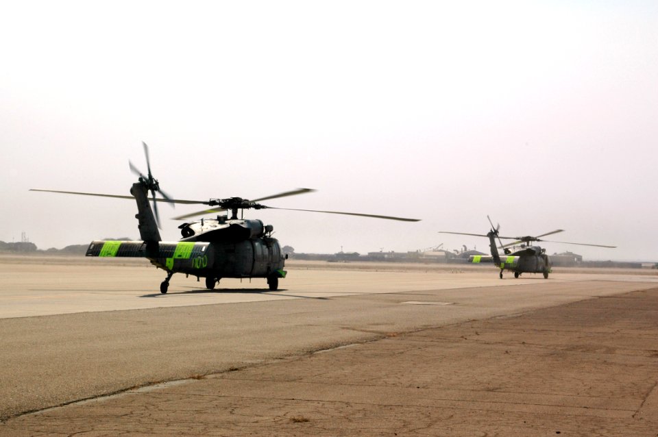 Two specially equipped MH-60S Seahawk helicopters