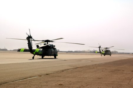 Two specially equipped MH-60S Seahawk helicopters